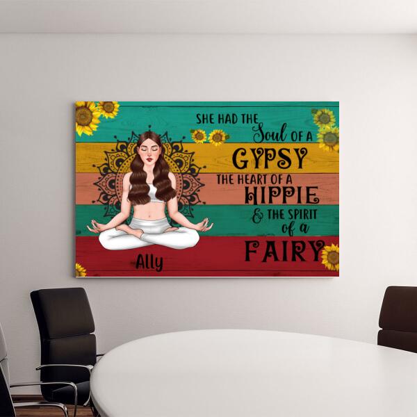 Personalized Canvas, She Had The Soul Of A Gypsy, Gift For Hippie, Yoga Fans