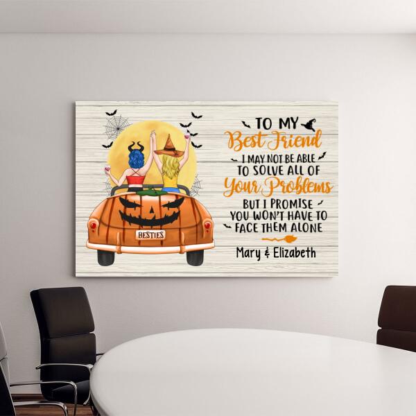 Personalized Canvas, To My Best Friend, Girls In Car, Halloween Theme, Halloween Gift For Sisters, Best Friends