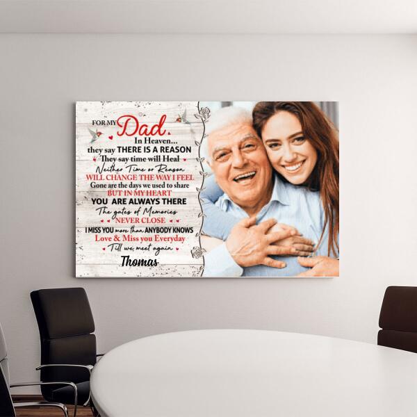 For My Dad in Heaven - Personalized Photo Upload Gifts, Custom Memorial Canvas for Dad, Memorial Gifts