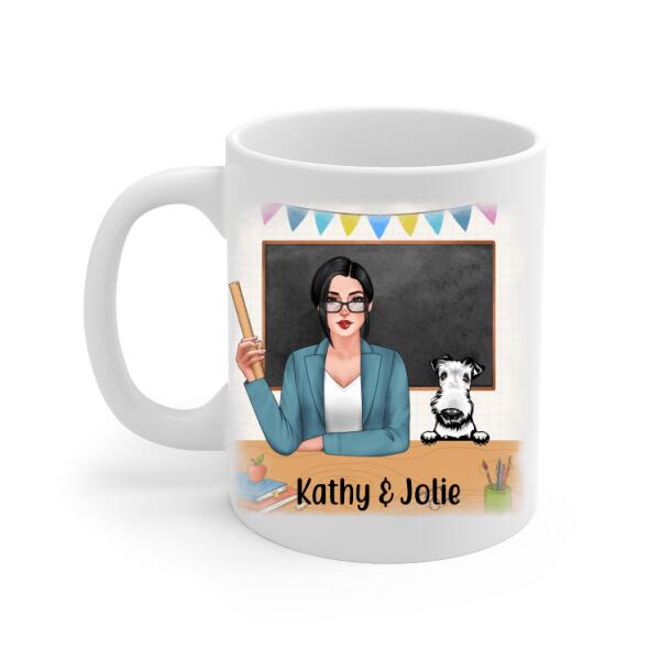 Personalized Mug, Kinda Busy Being A Teacher And A Dog Mom, Gifts for Teacher and Dog Lovers