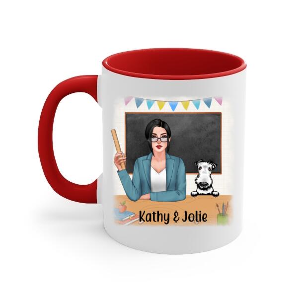 Personalized Mug, Kinda Busy Being A Teacher And A Dog Mom, Gifts for Teacher and Dog Lovers