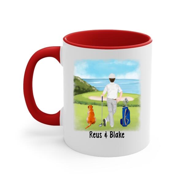 Personalized Mug, Golf Man With Dogs, Dog Solves Most Of My Problems Golf Solves The Rest, Gift For Golfers And Dog Lovers