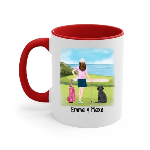 Personalized Mug, Golf Woman With Dogs, I Like Golf My Dog And Maybe 3 People, Gift For Golfers And Dog Lovers