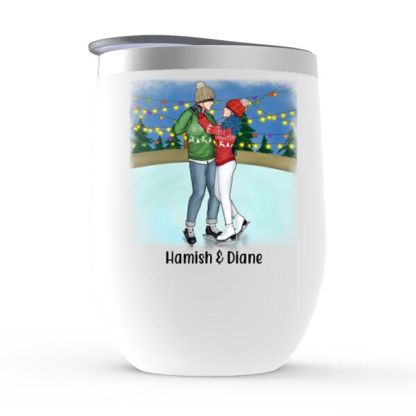 Personalized Wine Tumbler, Ice Skating Partners for Life, Gift for Ice Skating Couple