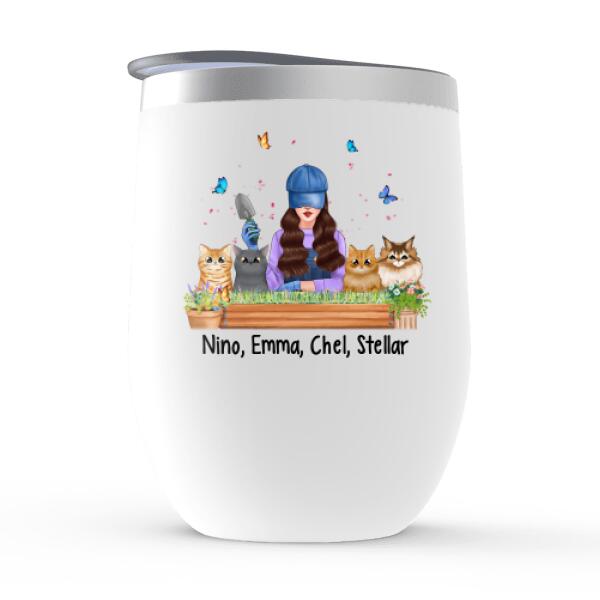 Personalized Wine Tumbler, Life Is Better With Plants And Cats, Gift For Gardeners And Cat Lovers