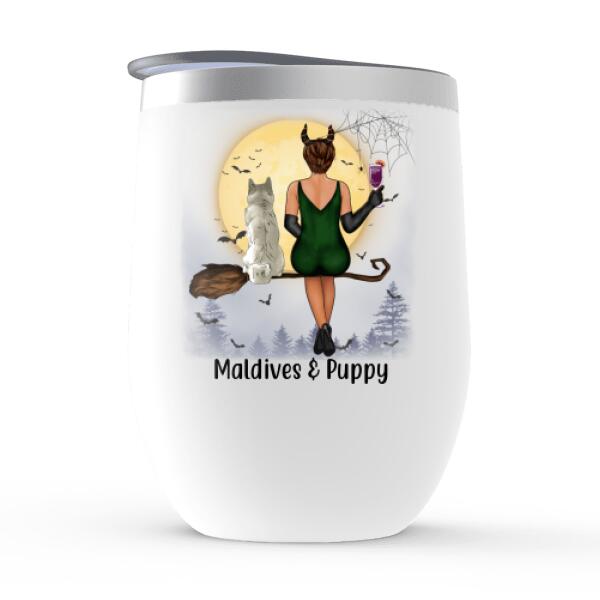 Personalized Wine Tumbler, I'm A Crazy Dog Witch - Halloween Gift For Dog Lovers