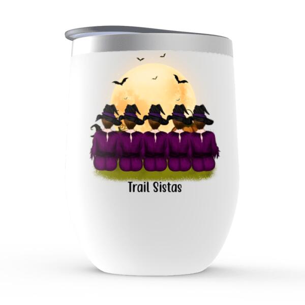 Personalized Wine Tumbler, Up To 5 Witch Besties - Sisters Of The Moon Are Sisters Forever, Gift for Halloween, Gift For Sisters, Best Friends