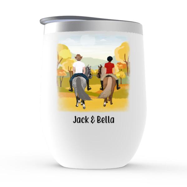 Personalized Wine Tumbler, Fall Horseback Riding Partners, Gifts For Horse Riding Lovers