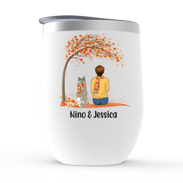 Personalized Wine Tumbler, Just A Girl Who Loves Fall And Dogs, Fall Gift For Dog Lovers