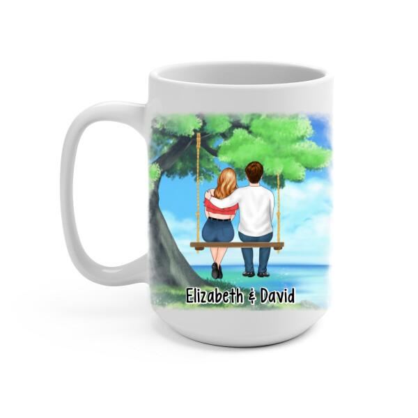 Personalized Mug, Couple And Kid Sitting On Tree Swing, You And Me We Got This, Gift For Family, Couple, Gift For Her, Gift For Him