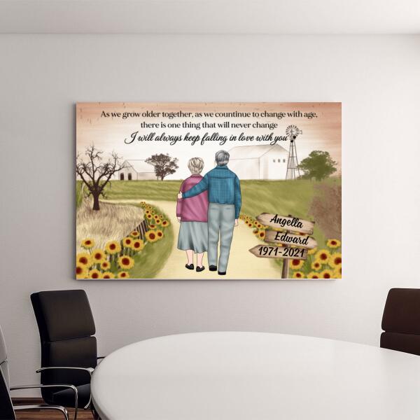 Personalized Canvas, Old Couple On Farm, Wedding Anniversarry Gift For Parents, Valentine Day, Family