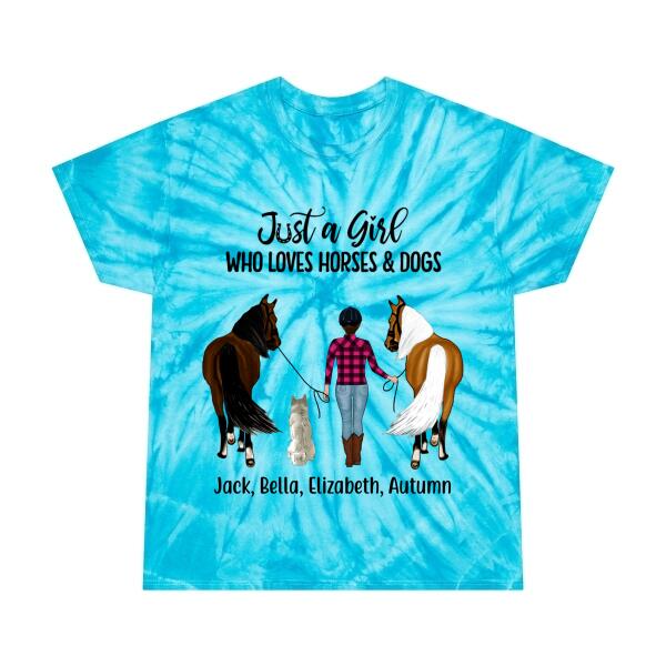 Personalized Shirt, Just a Girl Who Loves Horses and Dogs, Gifts For Horse and Dog Lovers