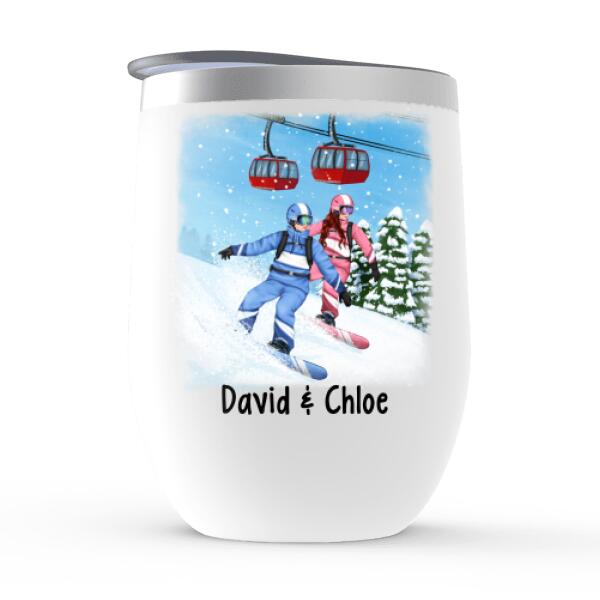 Personalized Wine Tumbler, Snowboarding Partners For Life, Couple & Friends, Gift For Snowboarders