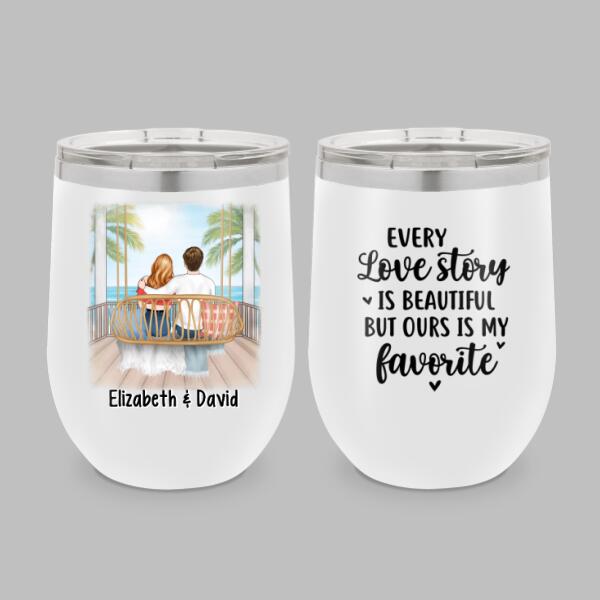 Personalized Wine Tumbler, Couple Sitting On Swing, My Favorite Place In All The World Is Next To You, Couple Gift, Gift For Her, Gift For Him