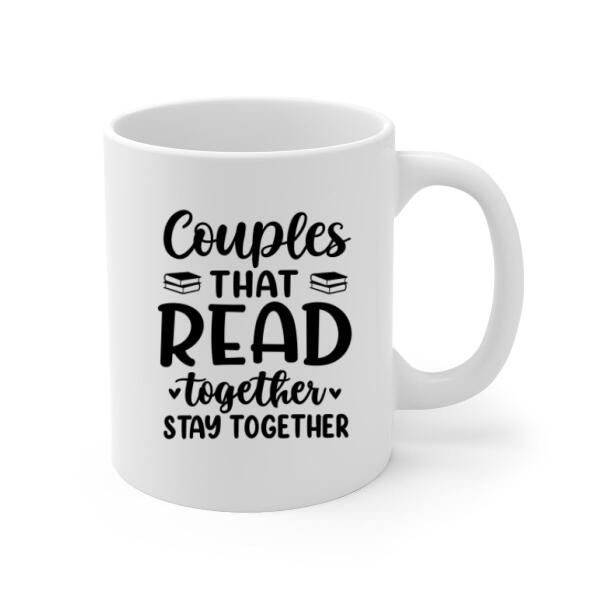 Personalized Mug, Reading Book On Swing, Couple Friends Sisters Gift, Gift For Reading Lovers, Book Lovers