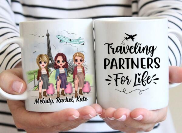 Up To 3 People Traveling Partners For Life - Personalized Mug For Friends, For Sister, Travel