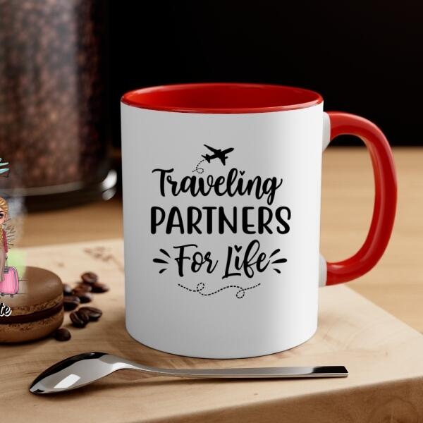 Up To 3 People Traveling Partners For Life - Personalized Mug For Friends, For Sister, Travel