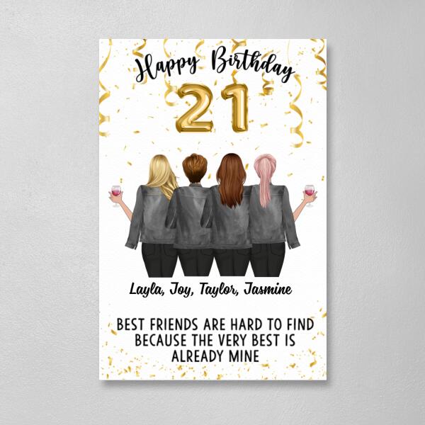 Happy Birthday To Bestie - Personalized Canvas For Friends, For Her, Birthday