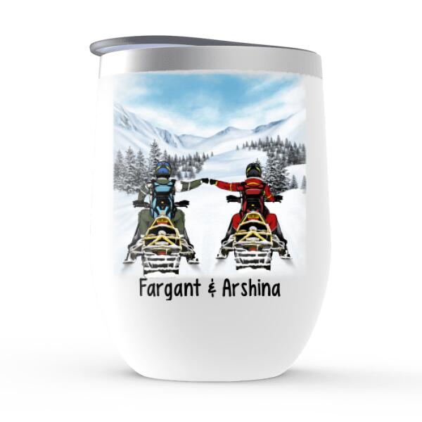 Love You More Than You Love Snowmobiling - Personalized Wine Tumbler For Snowmobiling Couple, For Snowmobilers