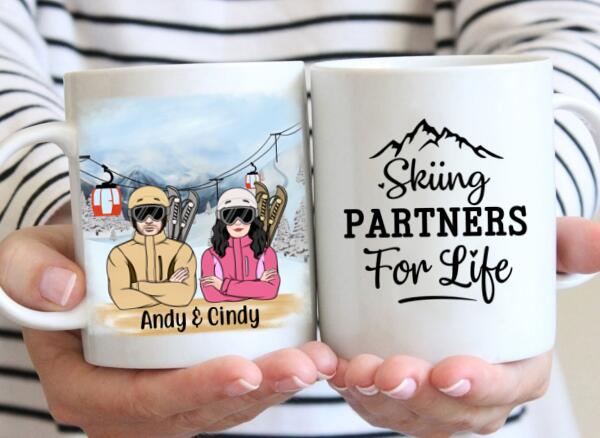 Personalized Mug, Skiing Partners For Life, Gift For Skiing Lovers, Couple, Friends