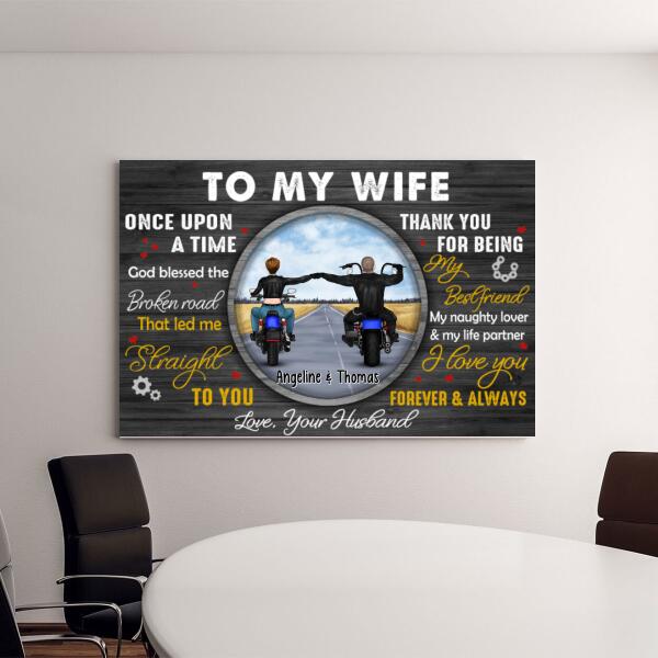 Broken Road That Let Me Straight To You - Personalized Canvas For Him, For Her, Motorcycle Lovers