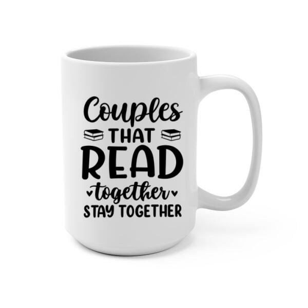 Personalized Mug, Reading Book On Swing, Couple Friends Sisters Gift, Gift For Reading Lovers, Book Lovers