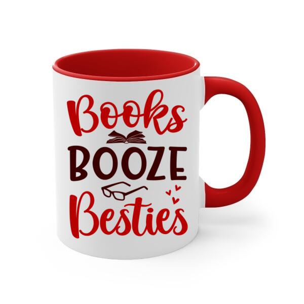 Up To 5 Girls Books Booze Besties - Personalized Mug For Friends, Book