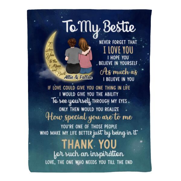 I Love You To The Moon And Back - Personalized Blanket For Friends, For Her