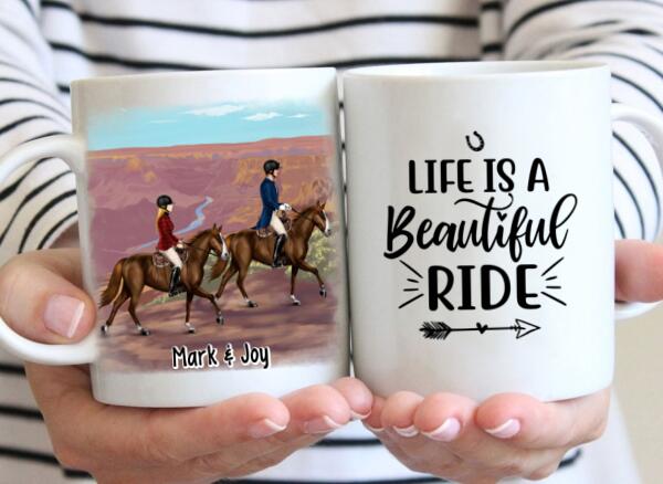 Life Is A Beautiful Ride - Personalized Mug For Couples, For Friends, Horse Lovers