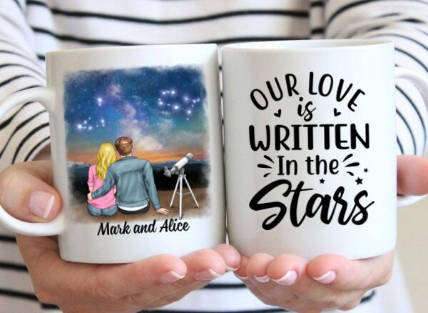 Couple with Zodiac Signs - Personalized Mug For Him, For Her, Astronomy Lovers