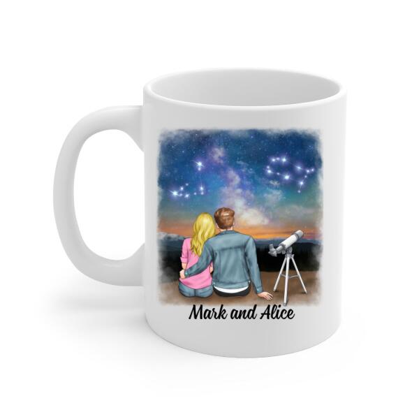 Couple with Zodiac Signs - Personalized Mug For Him, For Her, Astronomy Lovers