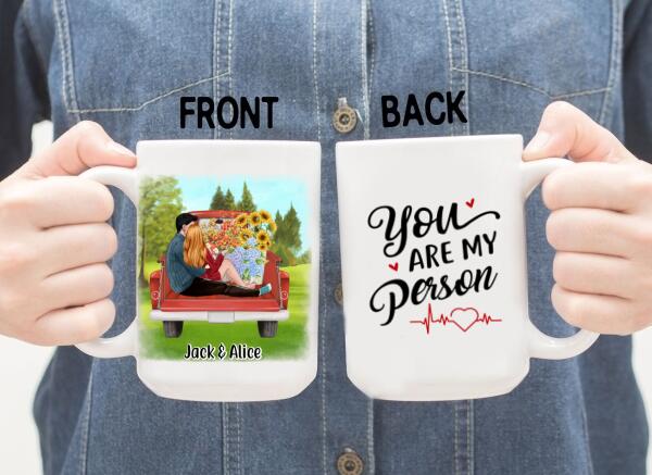 Couple Sitting On Car - Personalized Mug For Couples, For Her, For Him, Valentine's Day