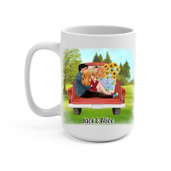 Couple Sitting On Car - Personalized Mug For Couples, For Her, For Him, Valentine's Day