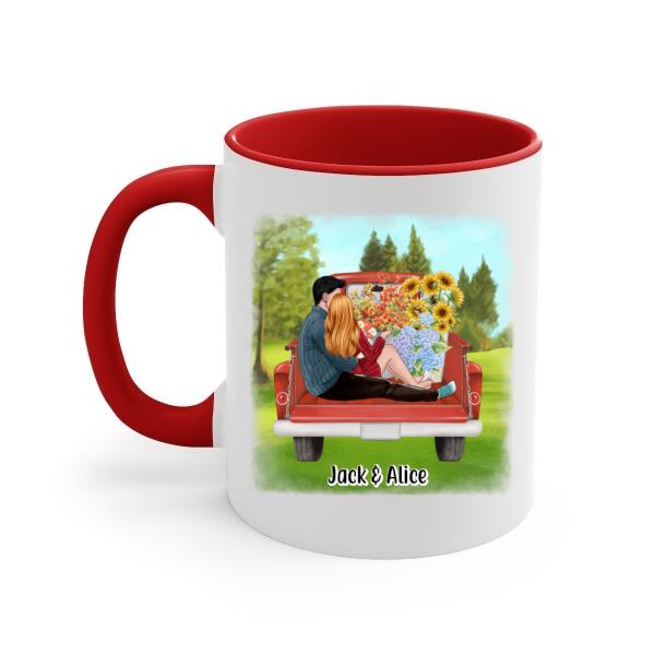 Couple Sitting On Car - Personalized Mug For Couples, For Her, For Him, Valentine's Day