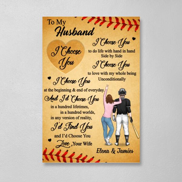 To My Husband - Personalized Gifts Custom Baseball Canvas for Couples, Baseball Lovers