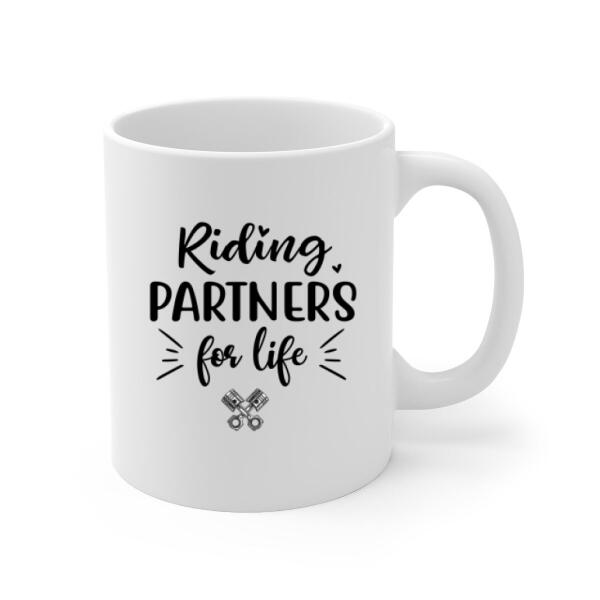 Personalized Mug, Motorcycle Couple - Riding Partners In Heart, Gift For Motorcycle Lovers