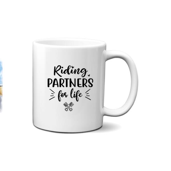 Personalized Mug, Motorcycle Couple - Riding Partners In Heart, Gift For Motorcycle Lovers