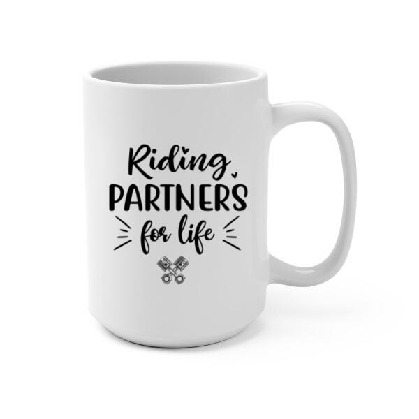 Personalized Mug, Motorcycle Couple - Riding Partners In Heart, Gift For Motorcycle Lovers