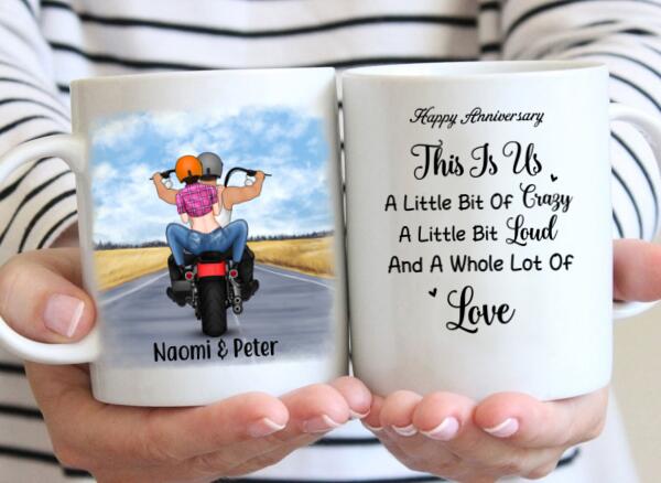 Personalized Mug, Anniversary Gift for Motorcycle Couples, Wedding Anniversary