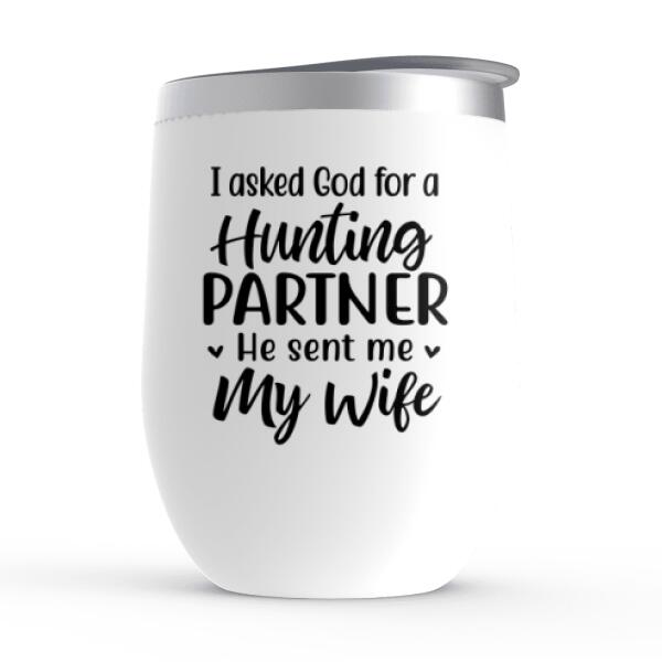 Hunting Couple - Personalized Wine Tumbler For Couples, For Him, For Her, Hunting