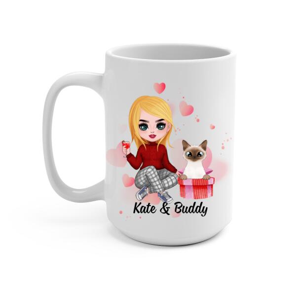 My Cat Is My Valentine - Personalized Mug For Cat Mom, Cat Dad, Valentine's Day