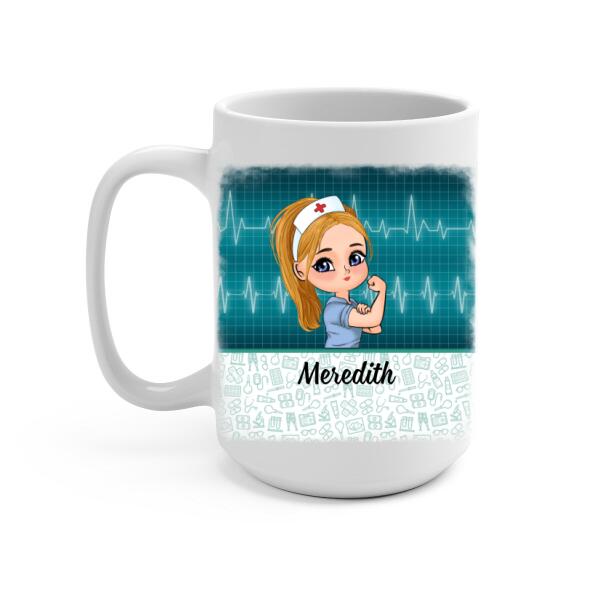 Up To 3 Chibi Nurse Squad - Personalized Mug For Her, Coworkers, Nurse