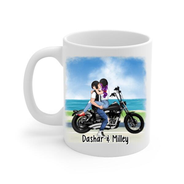 To My Wife Kissing Motorcycle Couple - Personalized Mug For Couples, For Her, Motorcycle Lovers