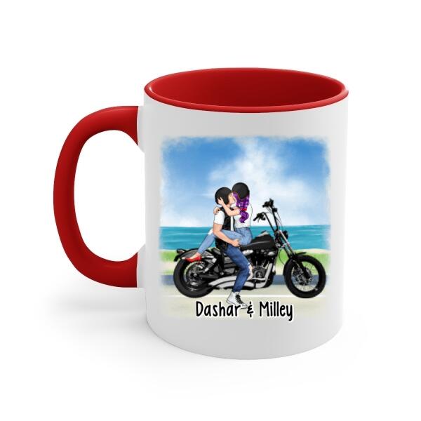 To My Wife Kissing Motorcycle Couple - Personalized Mug For Couples, For Her, Motorcycle Lovers