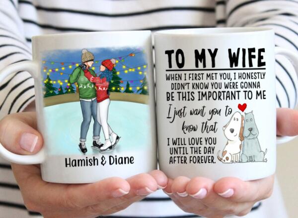 To My Wife Love You Until The Day After Forever - Personalized Mug For Couples, For Her, Ice Skating