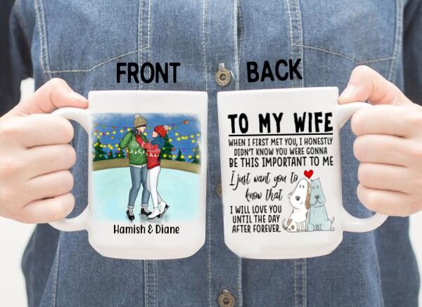 To My Wife Love You Until The Day After Forever - Personalized Mug For Couples, For Her, Ice Skating