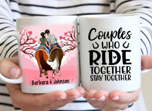 Couples Who Ride Together Stay Together - Personalized Mug For Couples, Horseback Riding, Horse Lovers