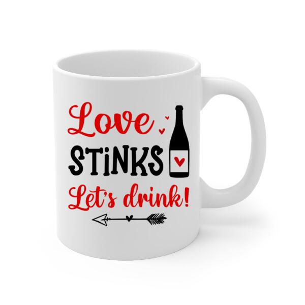 Up To 3 Chibi Love Stinks Let's Drink - Personalized Mug For Her, Valentine's Day