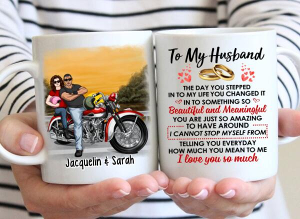 To My Husband - Personalized Gifts Custom Motorcycle Mug For Him For Couples For Him, Motorcycle Lovers