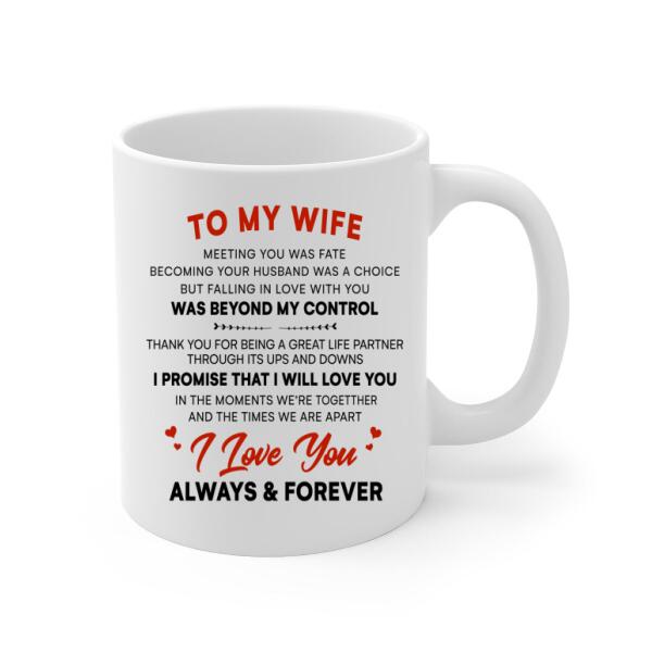 To My Wife Thank You For Being A Great Life Partner - Personalized Mug For Couples, Her